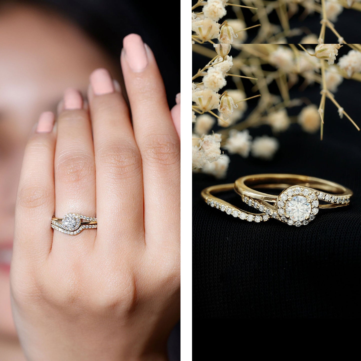 Certified Diamond Engagement Ring with Wedding Band