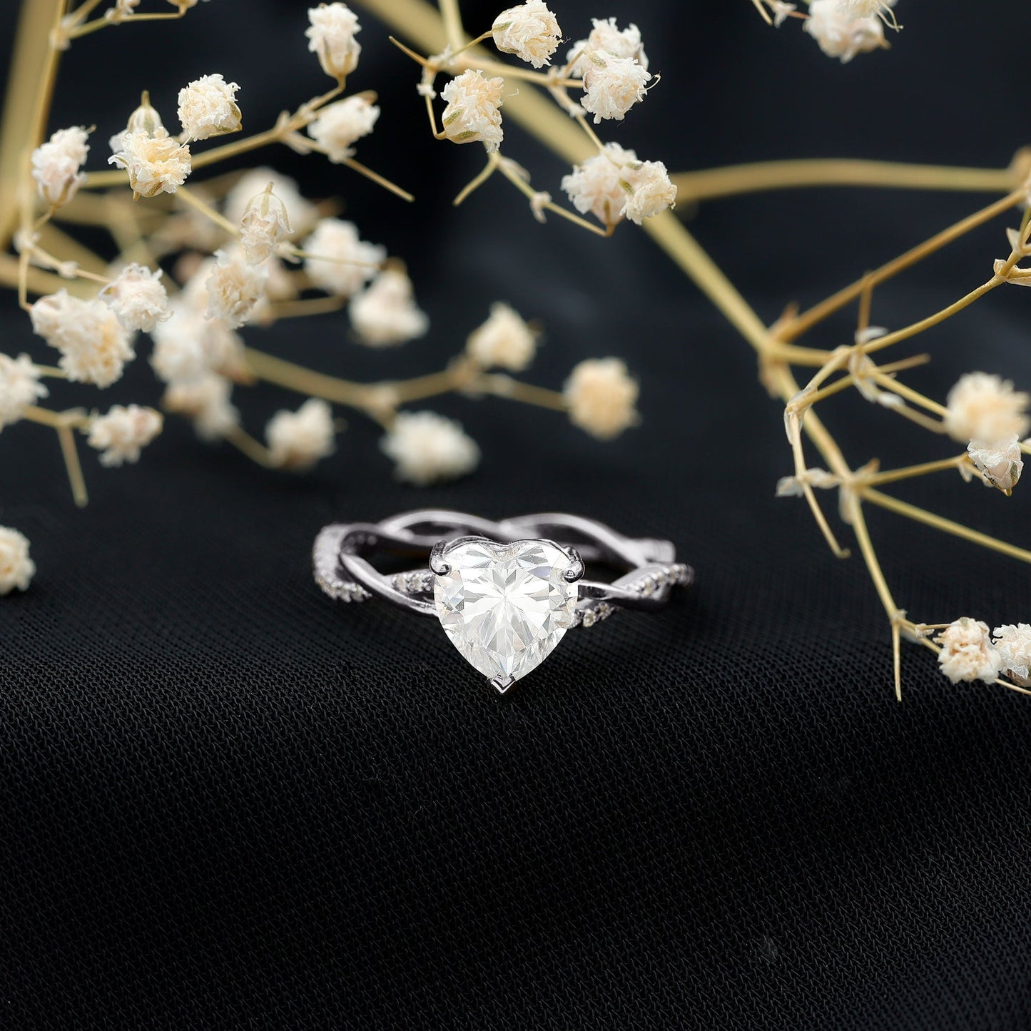 Brilliant Cut Lab Grown Diamond Heart Shape Engagement Ring