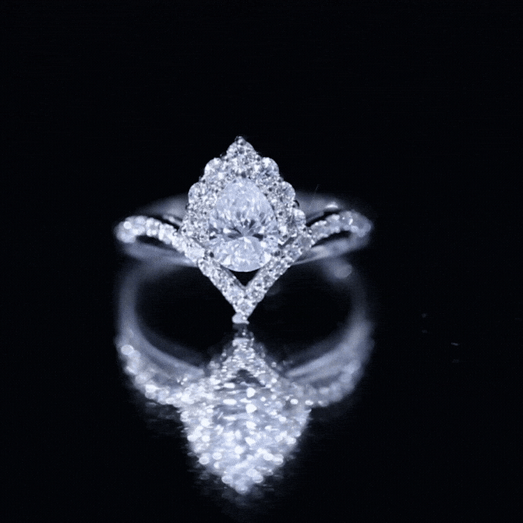 Pear Cut 0.6 Carat Lab Grown Diamond Designer Engagement Ring