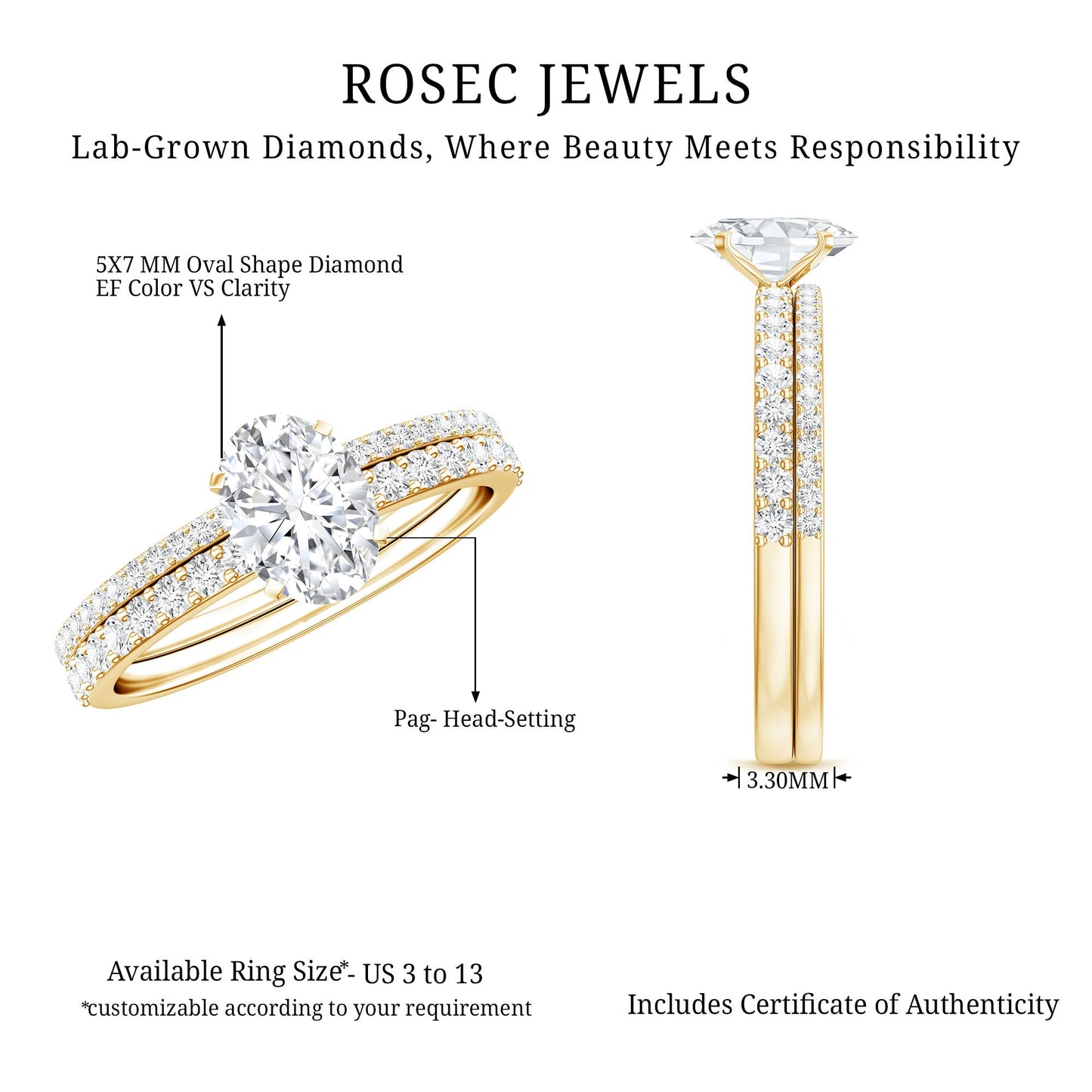 Lab Grown Diamond Simple Bridal Ring Sets