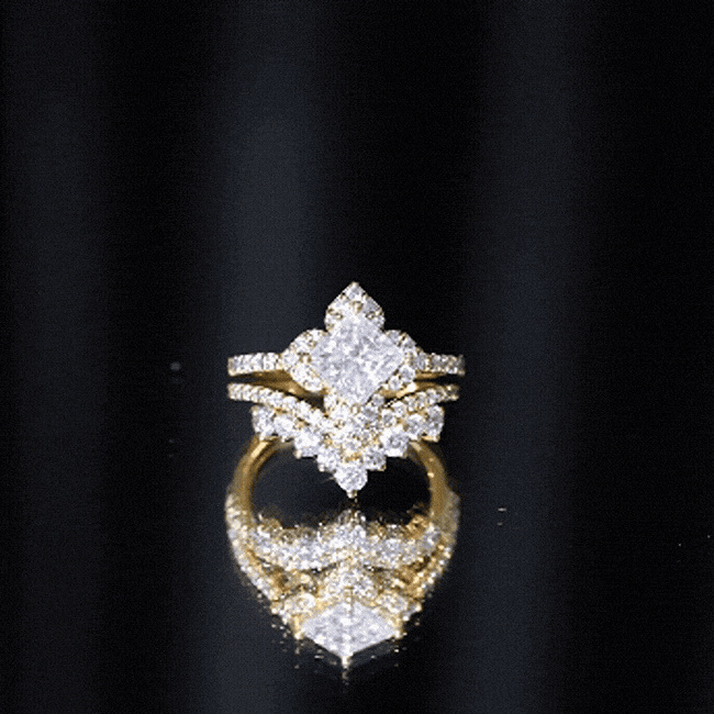 1.25 Carat Princess Cut Lab Grown Diamond Designer Bridal Ring Set