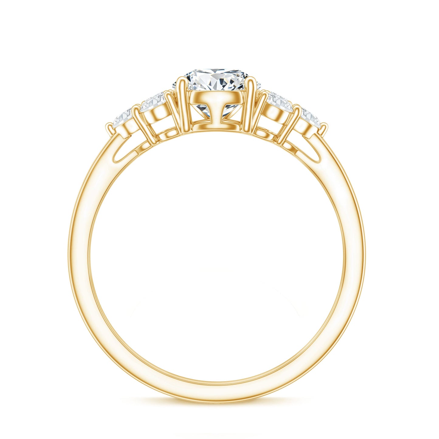 Lab Grown Diamond Teardrop Engagement Ring With Round Shape Trio
