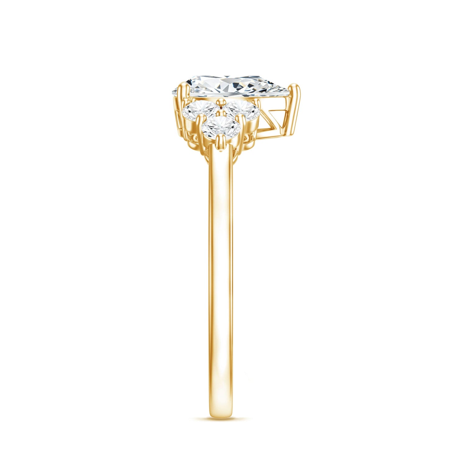 Lab Grown Diamond Teardrop Engagement Ring With Round Shape Trio