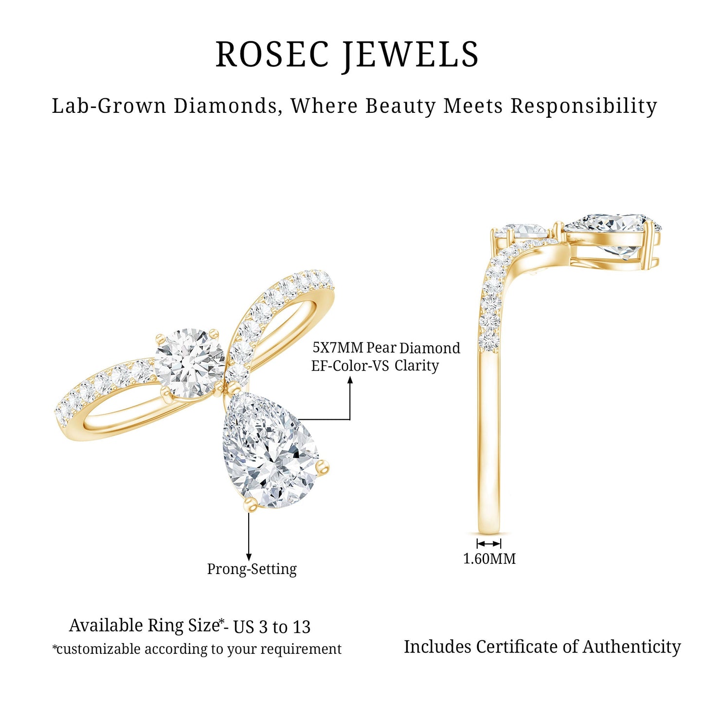 Designer Lab Grown Diamond Engagement Ring