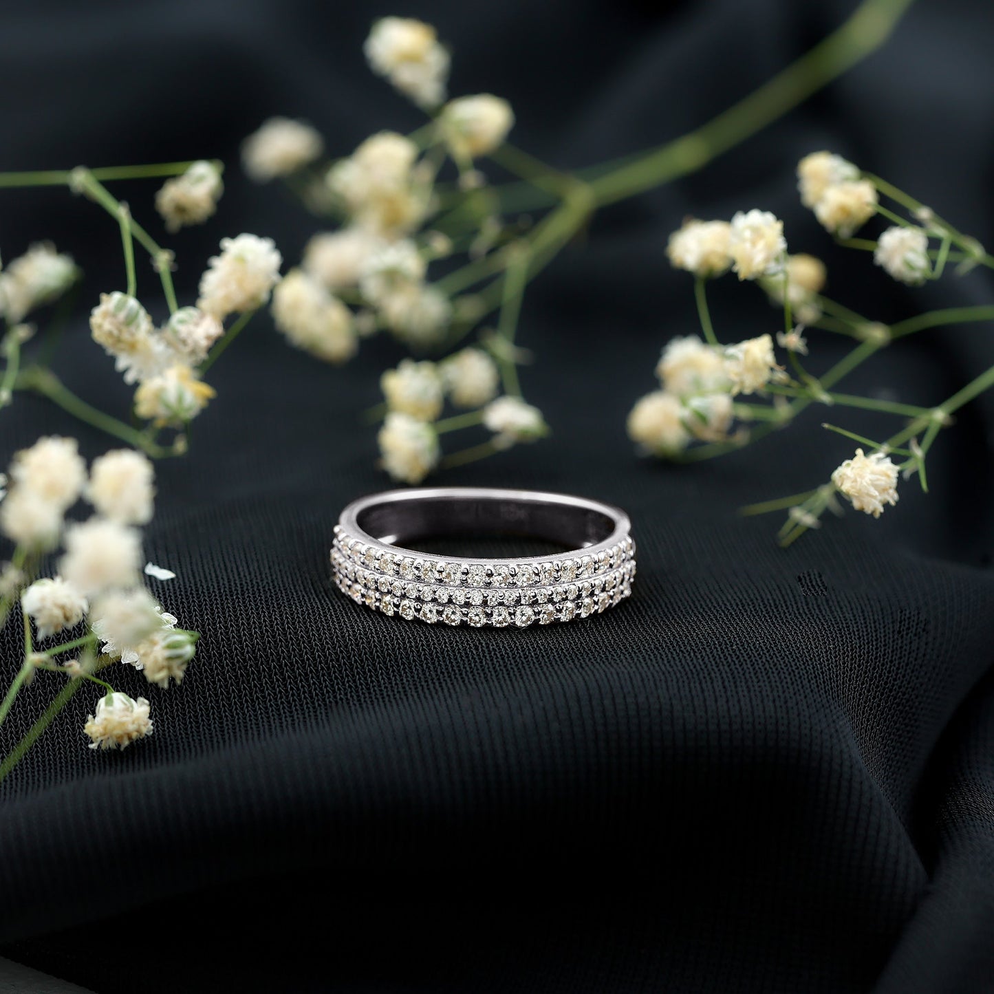 Certified Lab Grown Diamond 3 Row Wedding Band