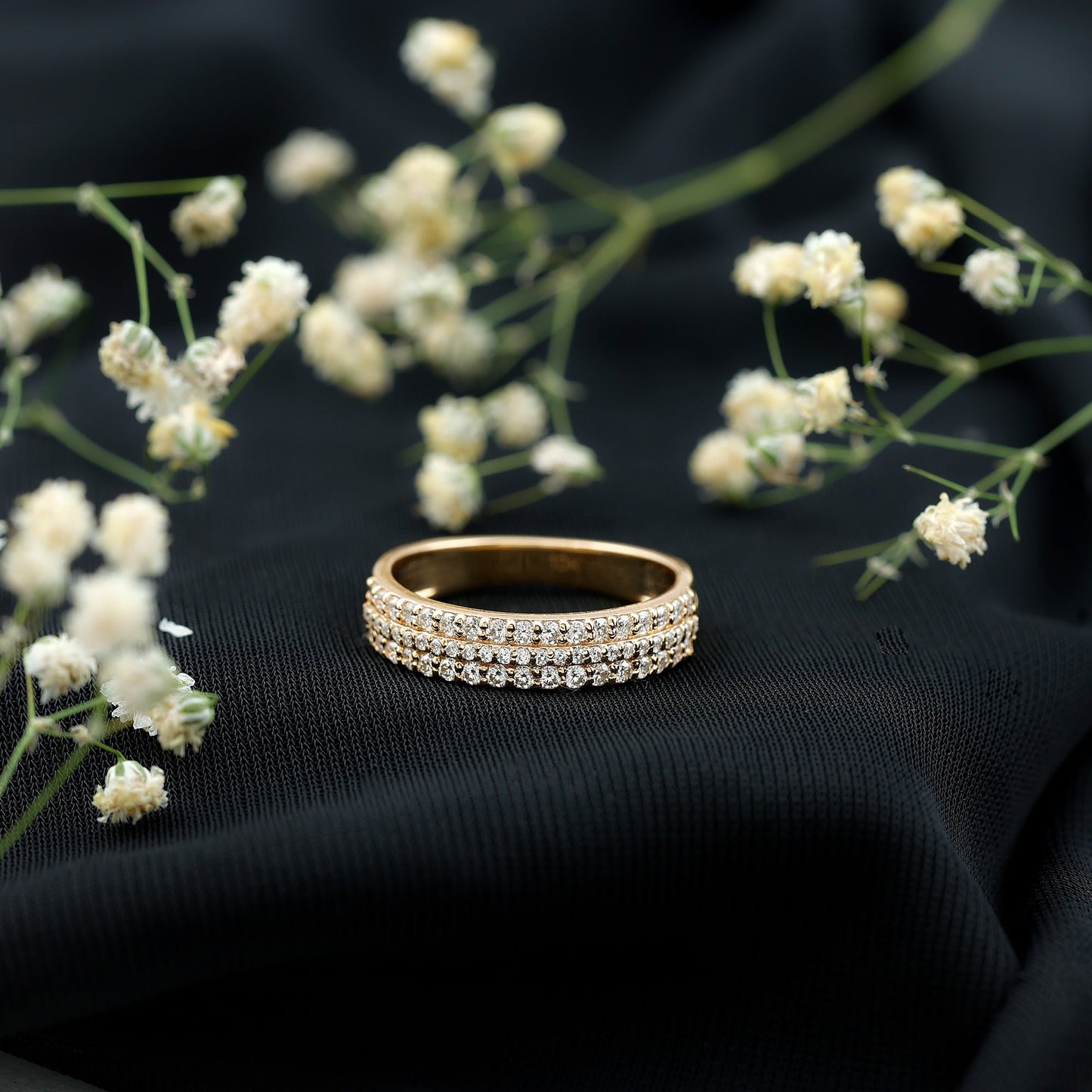 Certified Lab Grown Diamond 3 Row Wedding Band