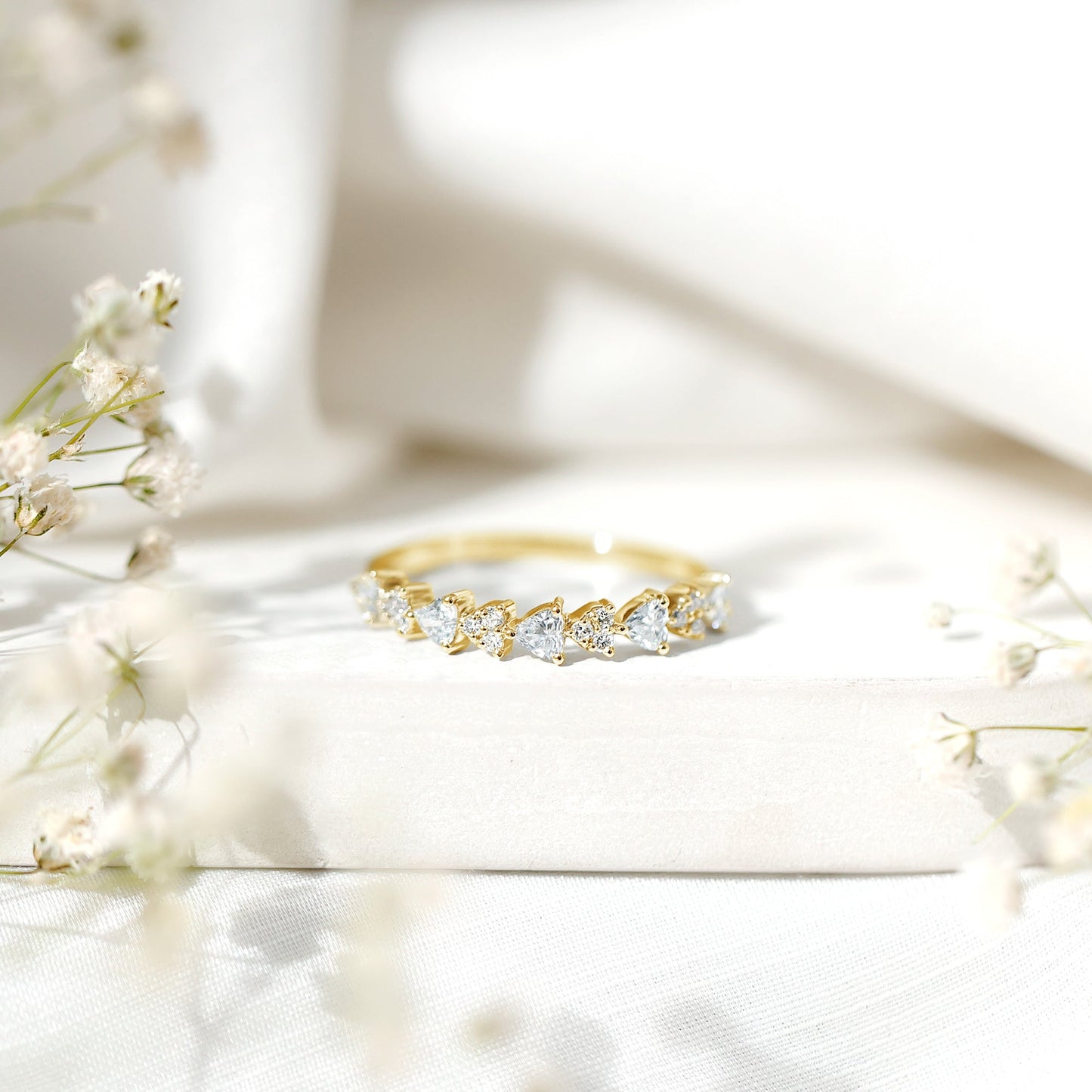 Brilliant Cut Lab Grown Diamond Heart Wedding Band Ring