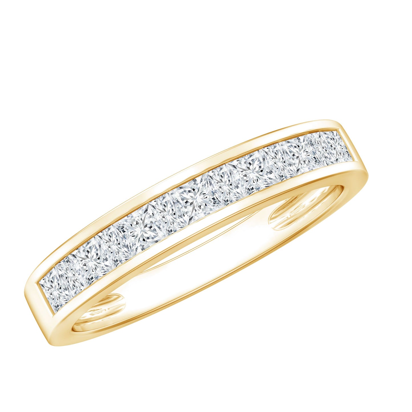 Certified Brilliant Cut Diamond Princess Cut Wedding Band