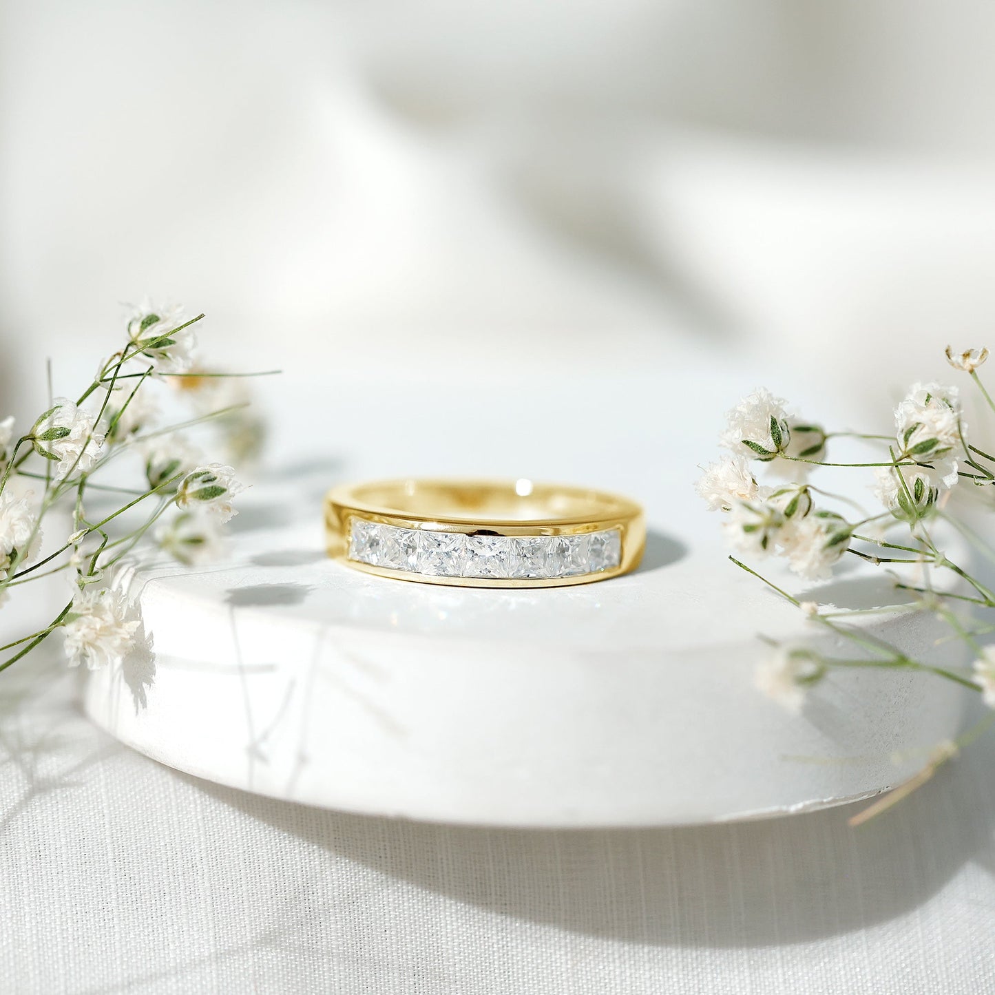 Certified Brilliant Cut Diamond Princess Cut Wedding Band
