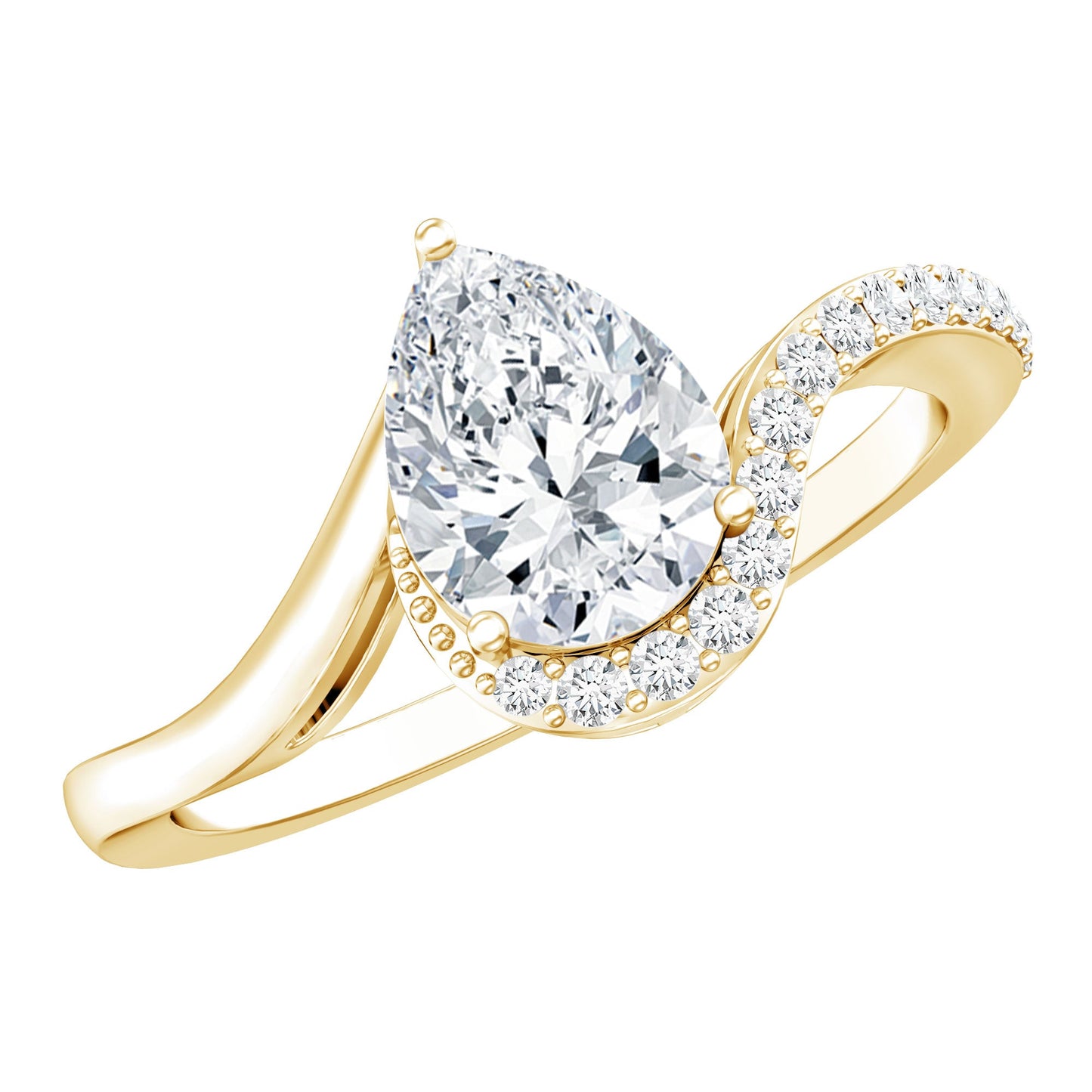 Diamond Teardrop Designer Engagement Ring