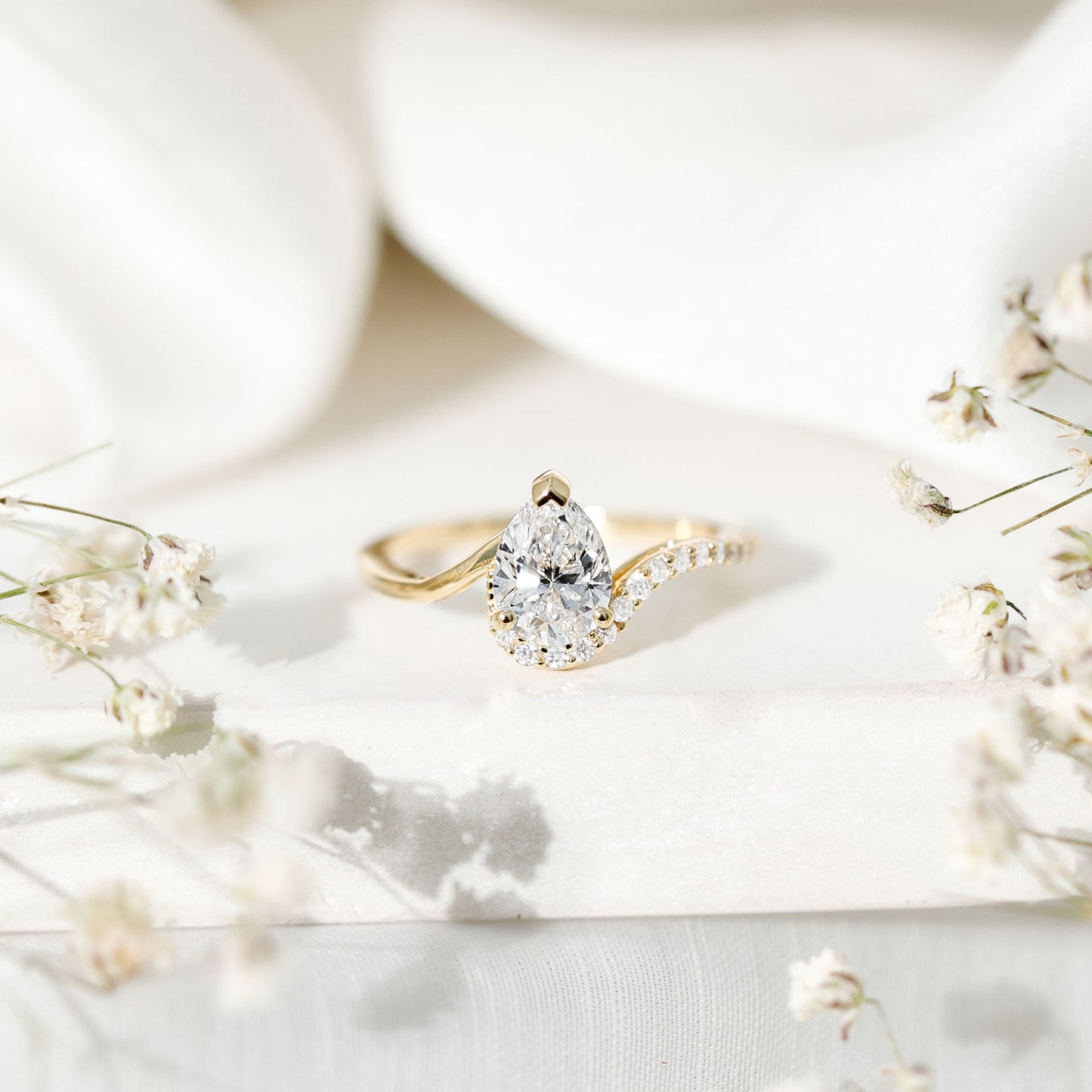 Diamond Teardrop Designer Engagement Ring