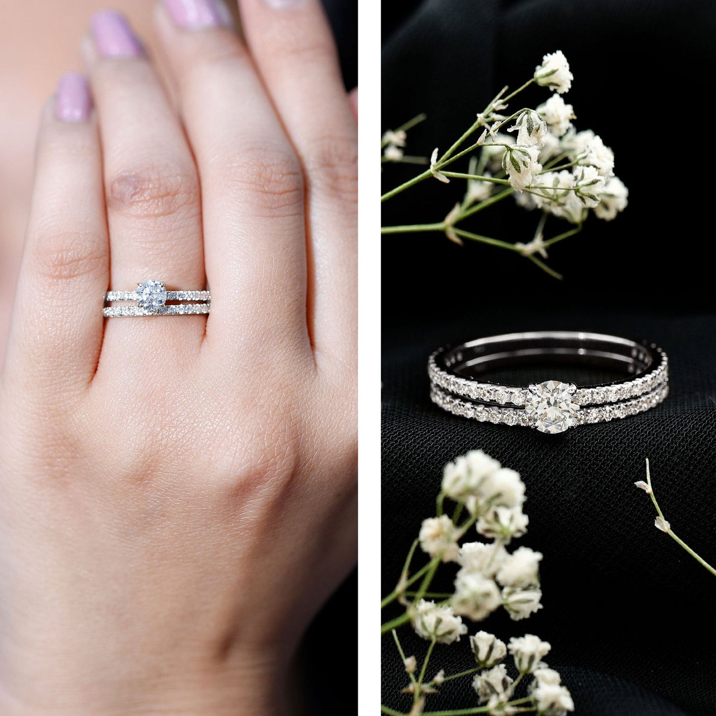 Certified Lab Created Diamond Wedding Ring Set For Bride