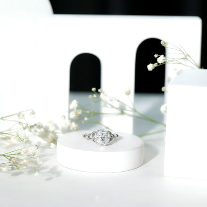 Oval Lab Grown Diamond Hidden Halo Engagement Ring