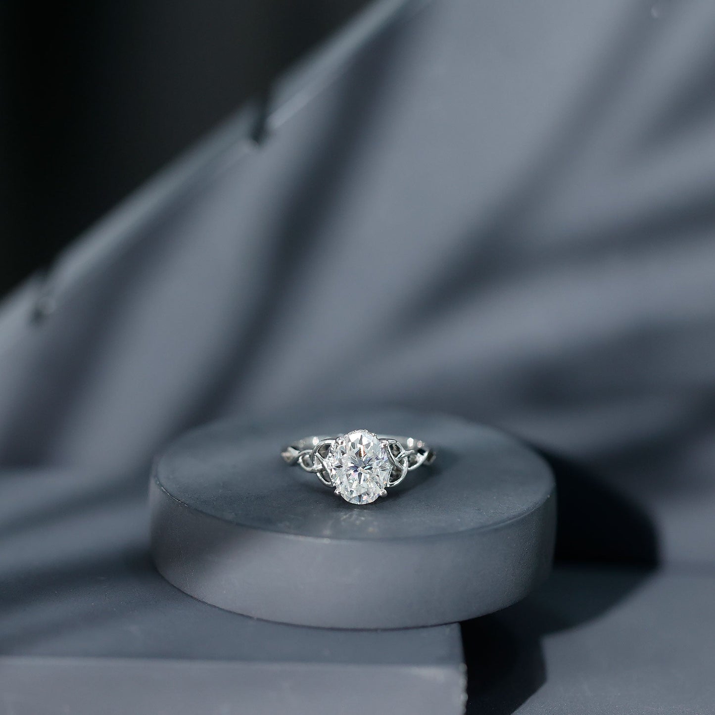 Oval Lab Grown Diamond Hidden Halo Engagement Ring