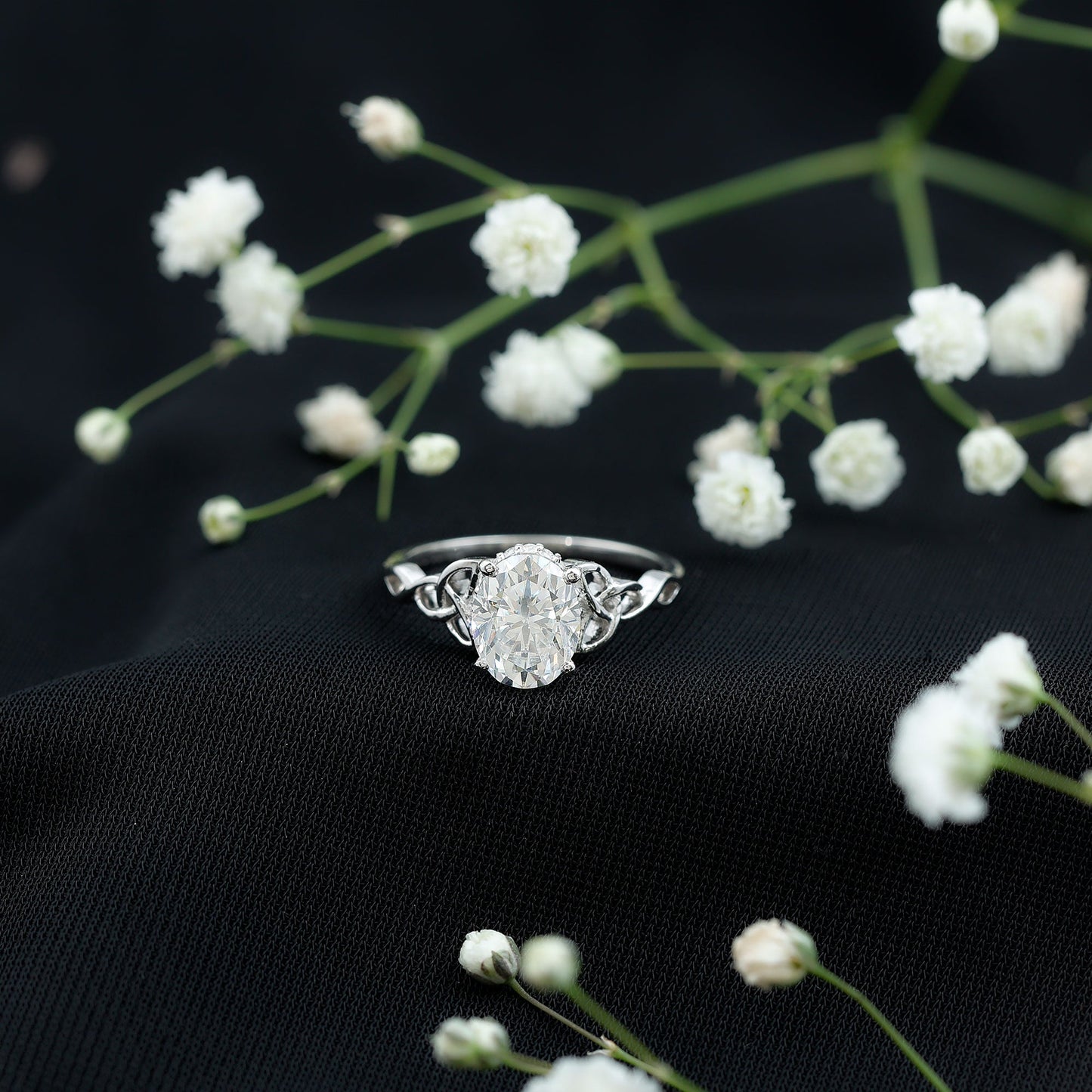 Oval Lab Grown Diamond Hidden Halo Engagement Ring