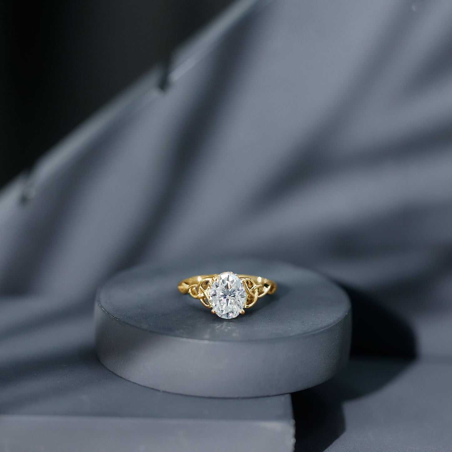 Oval Lab Grown Diamond Hidden Halo Engagement Ring