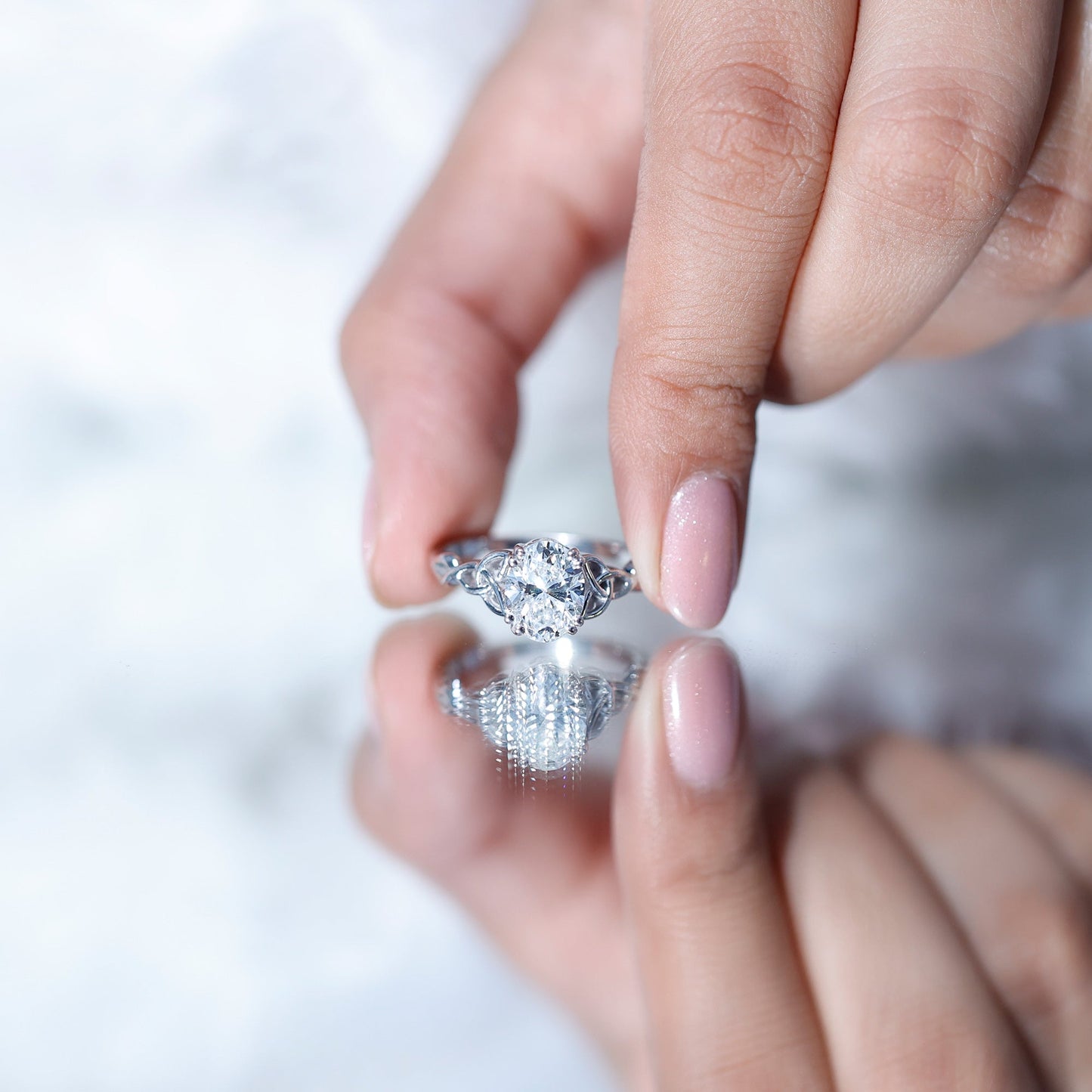 Women Lab Grown Diamond Celtic Knot Engagement Ring