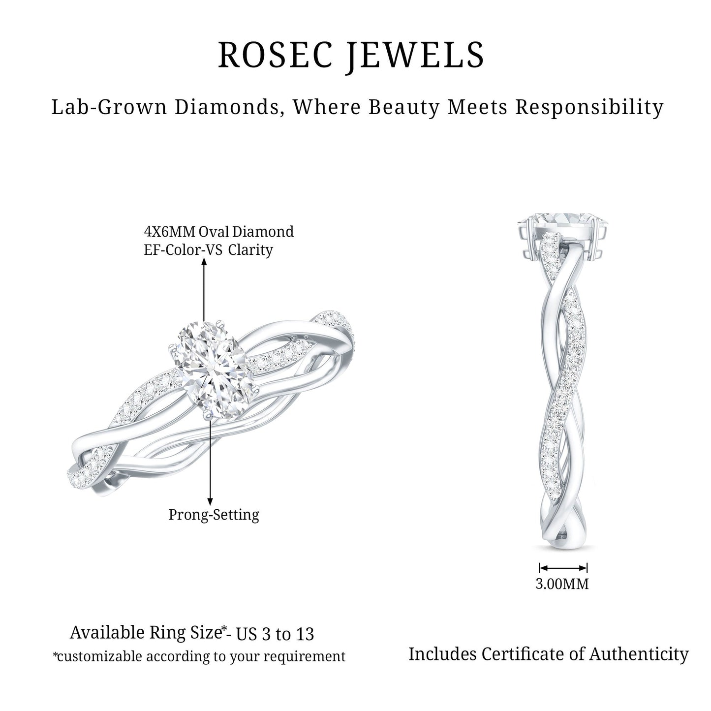 Lab Grown Diamond Promise Ring With Twisted Shank