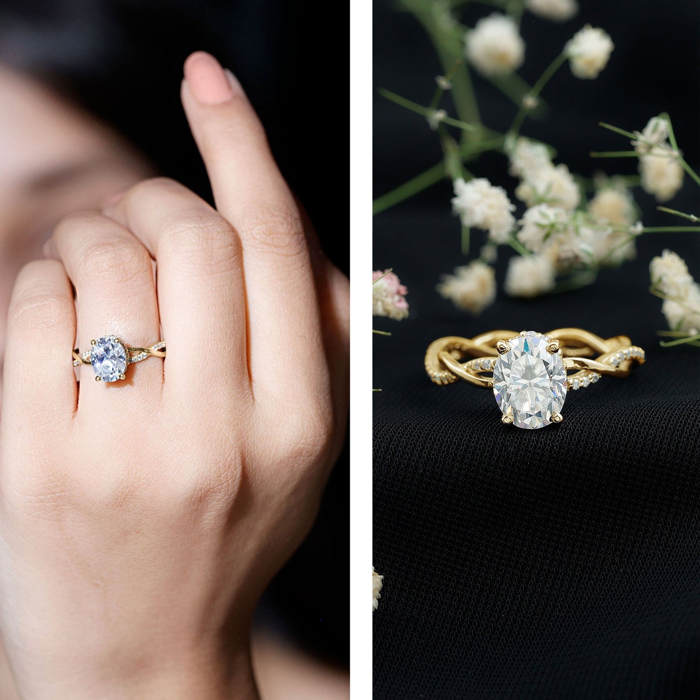 Lab Grown Diamond Oval Engagement Ring with Braided Shank