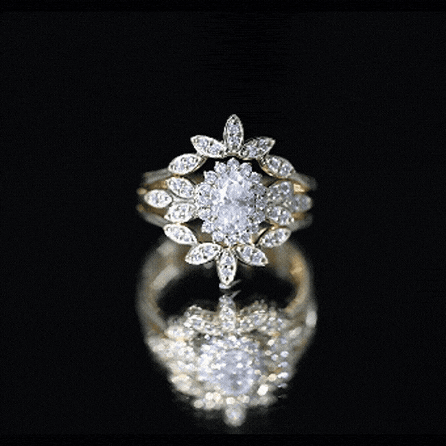 0.7 Carat Lab Grown Diamond Vintage Engagement Ring with 2 Wedding Bands