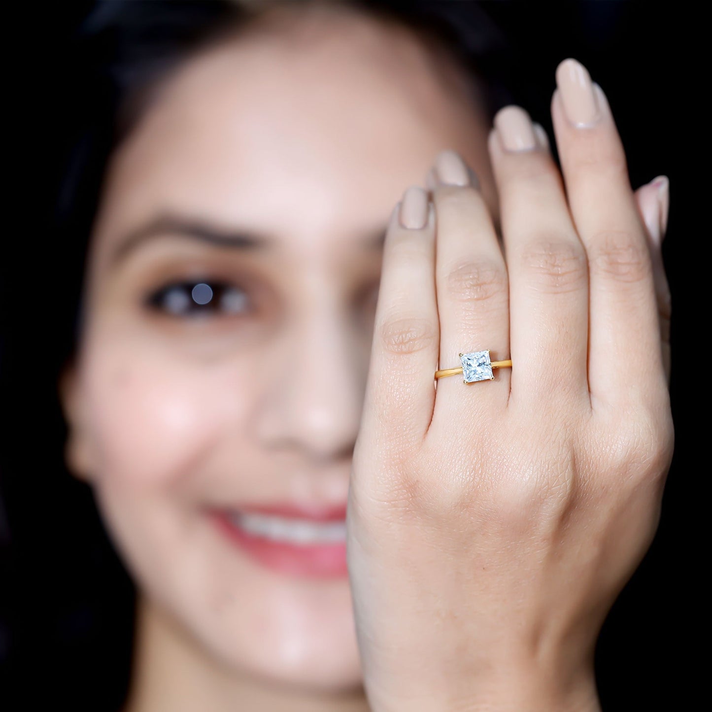 1.2 Carat Certified Lab Grown Diamond Square Cut Engagement Ring