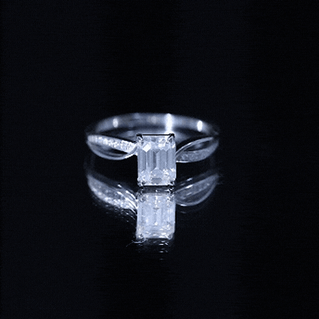 Certified Emerald Cut Diamond Infinity Engagement Ring