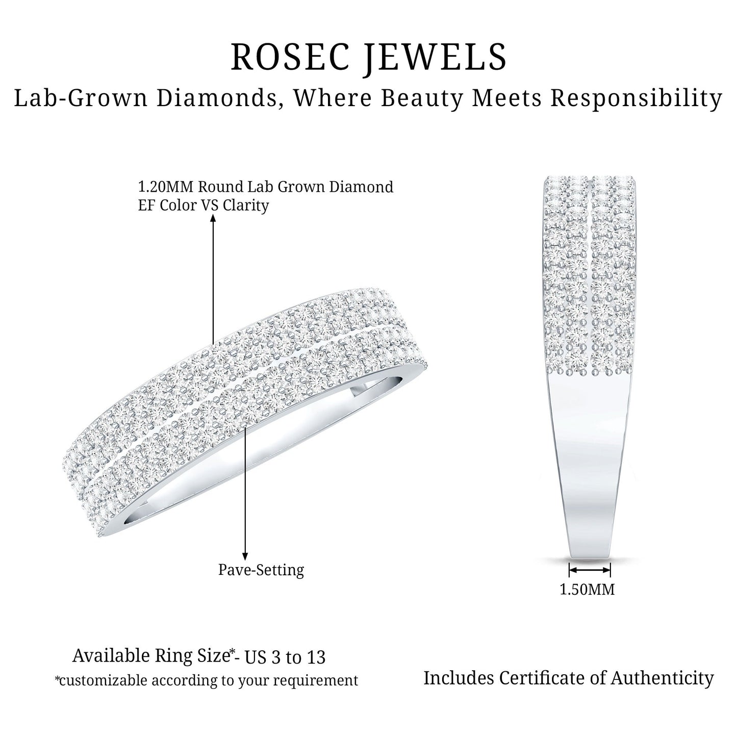 Brilliant Cut Lab Grown Diamond Classic Wedding Band Ring