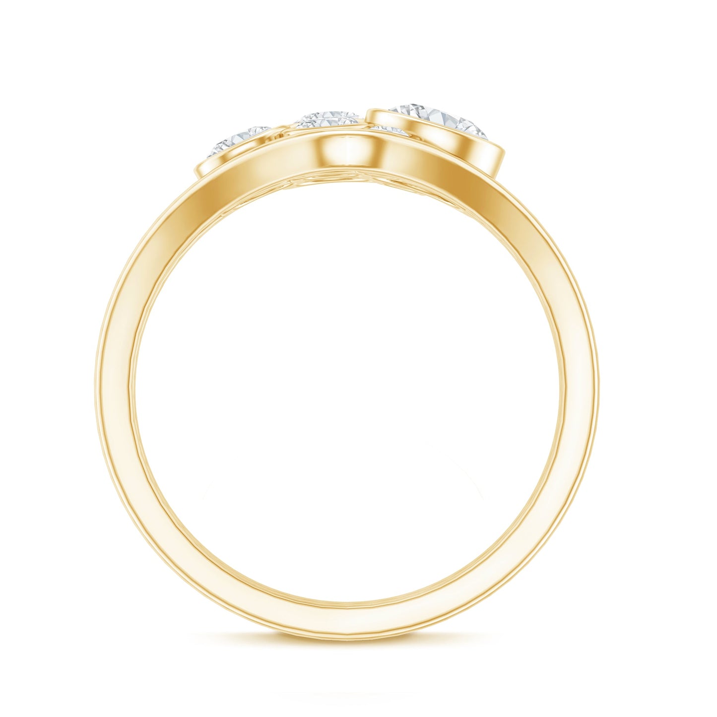 Bezel Set Lab Created Diamond Cluster Wedding Ring Set