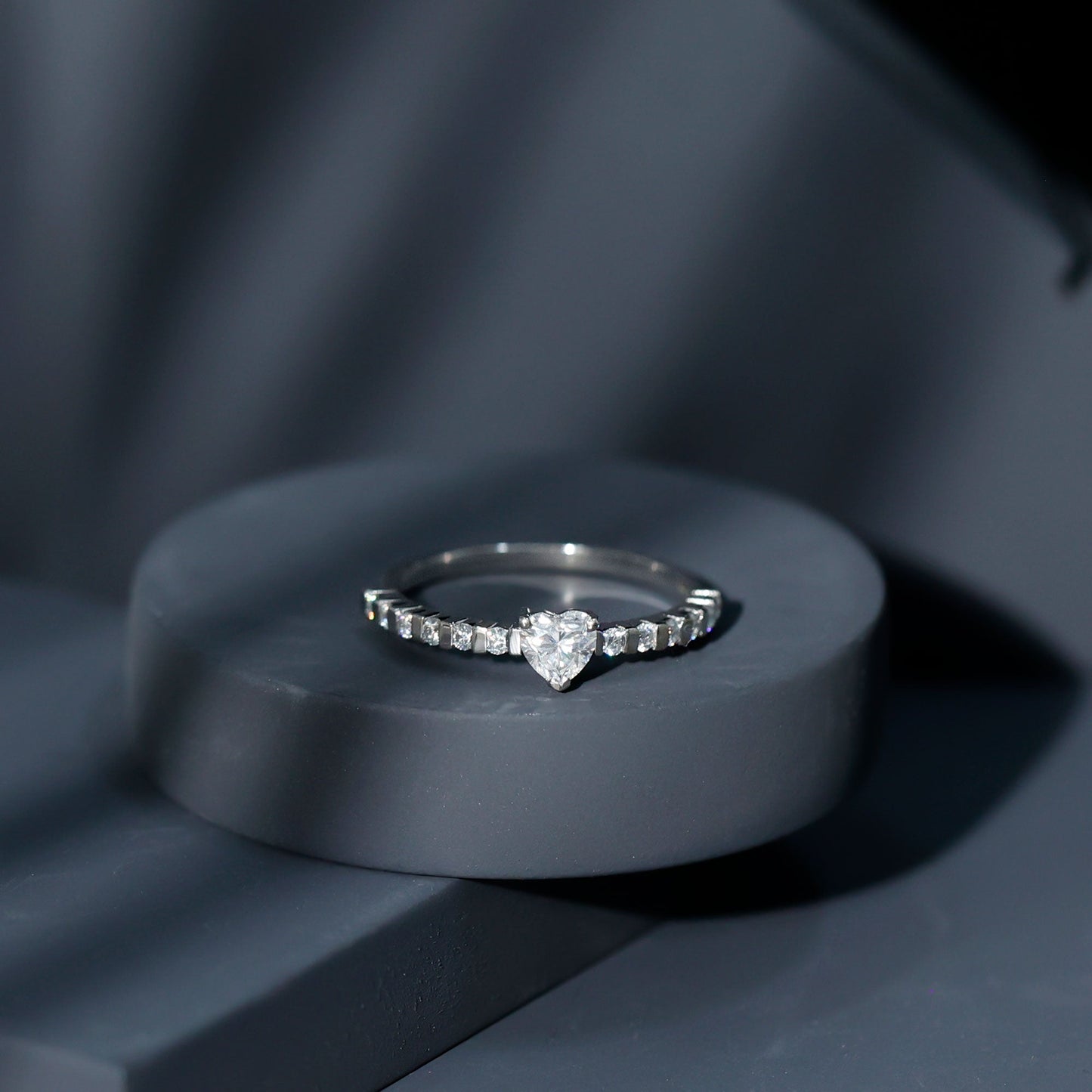 Lab Grown Diamond Heart Promise Ring With Side Stones