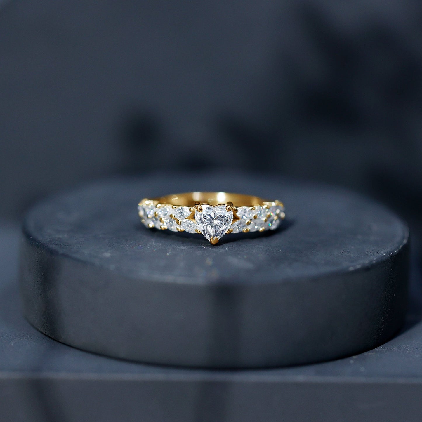 Brilliant Cut Lab Diamond Heart Shaped Promise Ring for Women