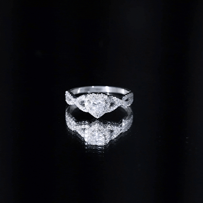 Lab Grown Diamond Heart Engagement Ring with Halo Design