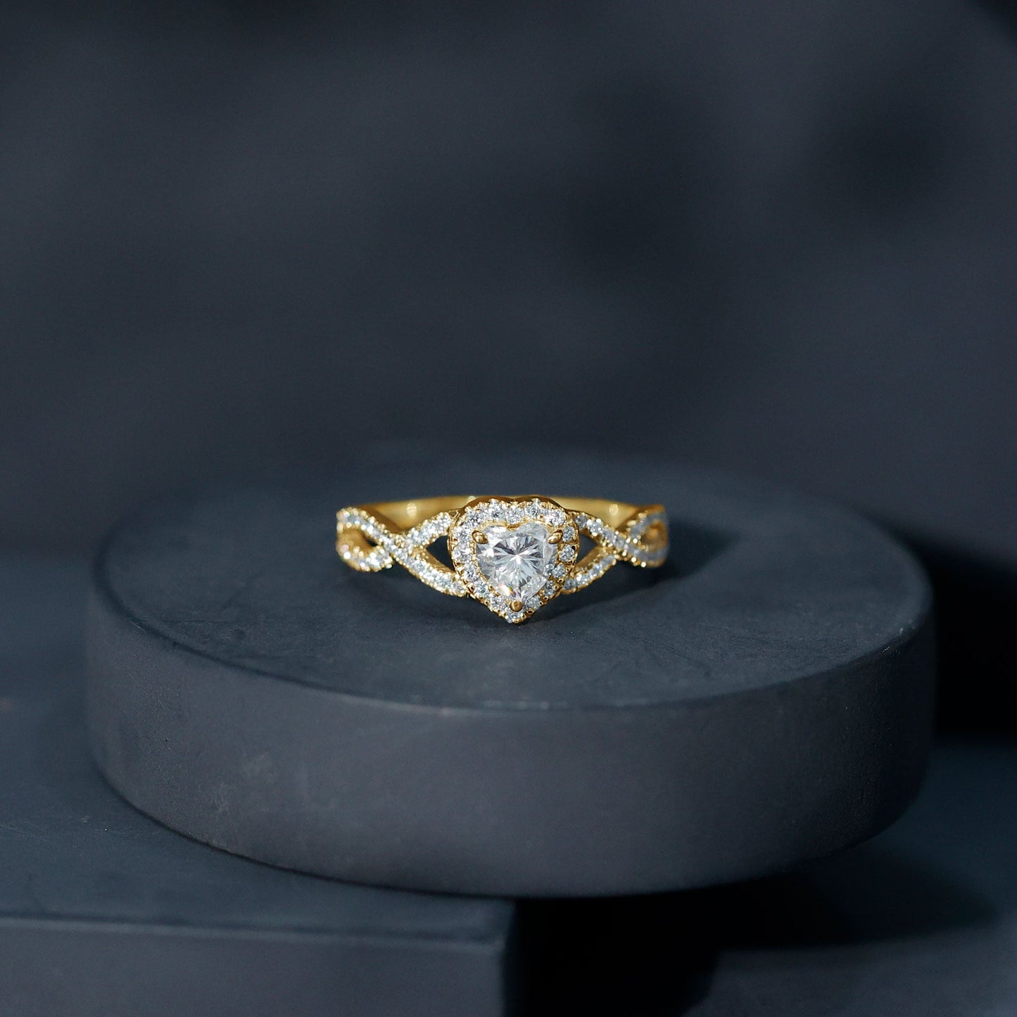 Lab Grown Diamond Heart Engagement Ring with Halo Design