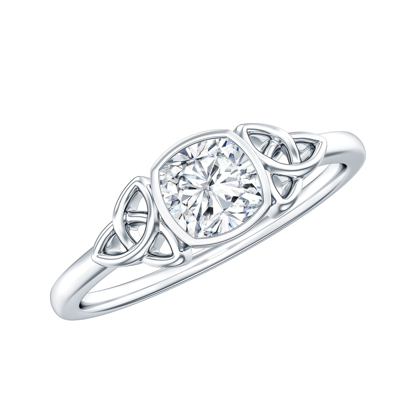 Certified Cushion Cut Diamond Knot Promise Ring
