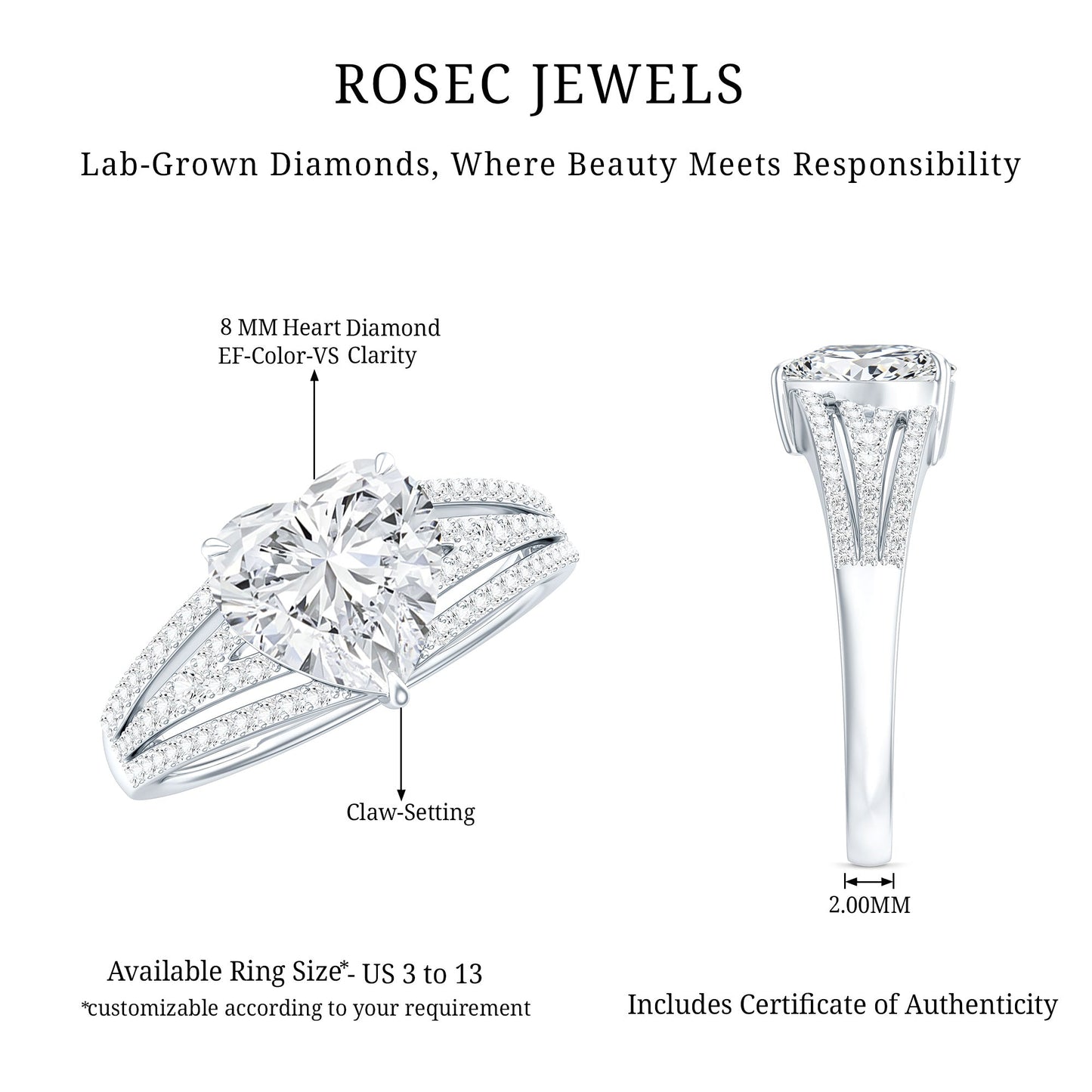 2 Carat Lab Created Diamond Heart Engagement Ring