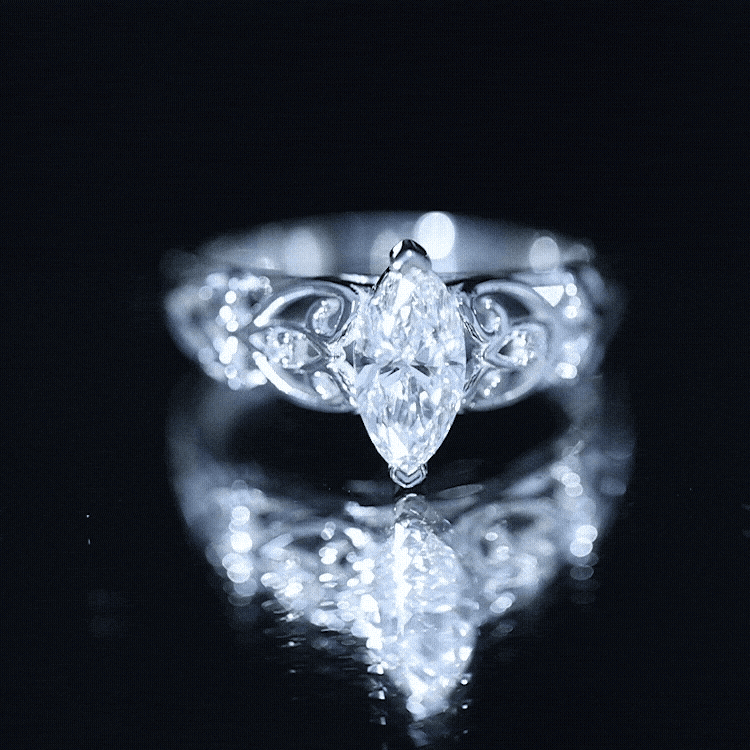 Marquise Cut Lab Grown Diamond Solitaire Filigree Engagement Ring