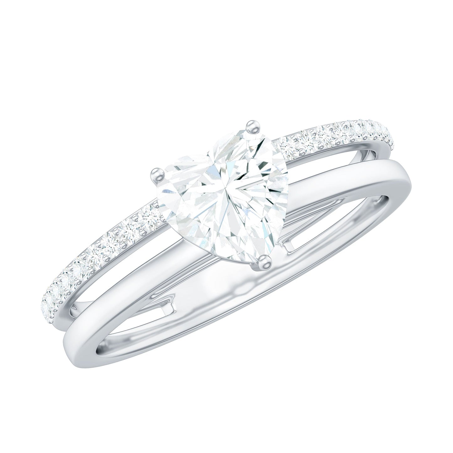 1.2 Carat Heart Shape Lab Grown Diamond Double Band Solitaire Ring