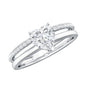 1.2 Carat Heart Shape Lab Grown Diamond Double Band Solitaire Ring