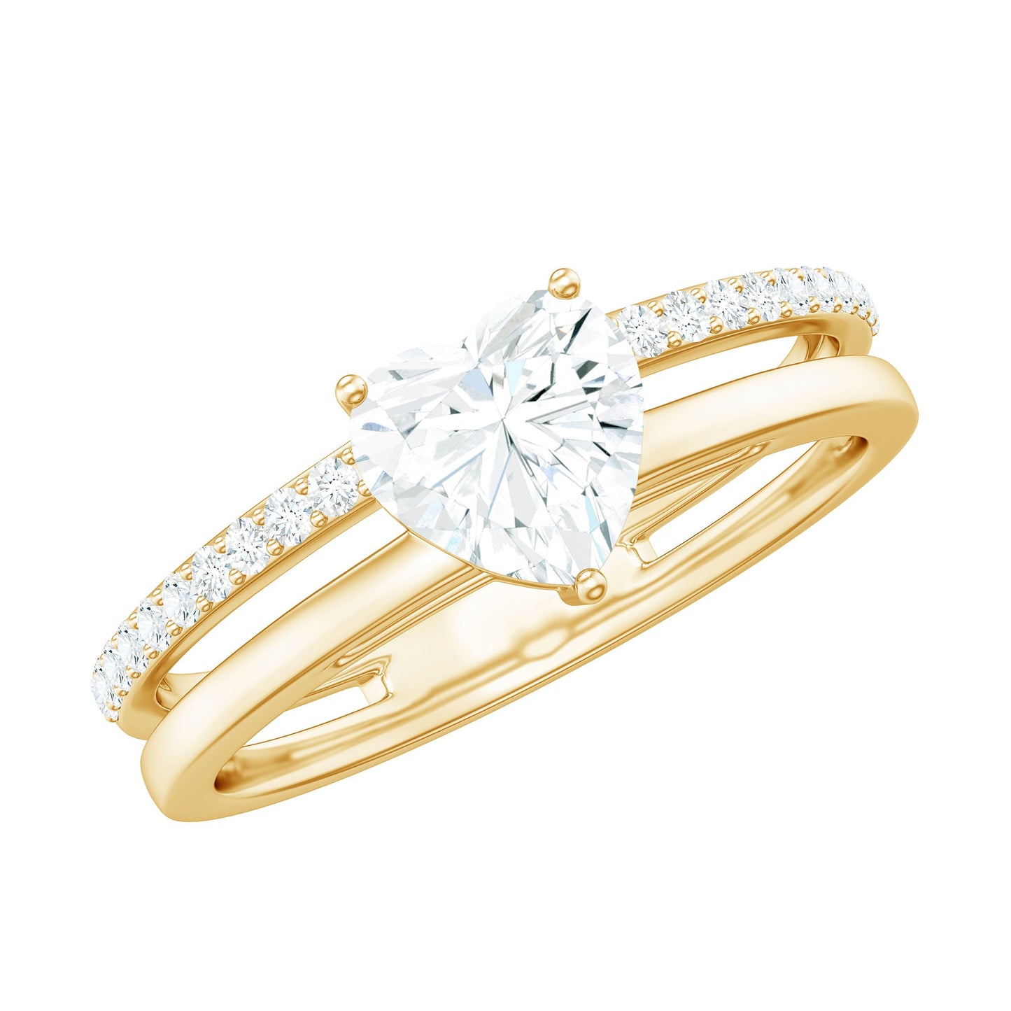 1.2 Carat Heart Shape Lab Grown Diamond Double Band Solitaire Ring