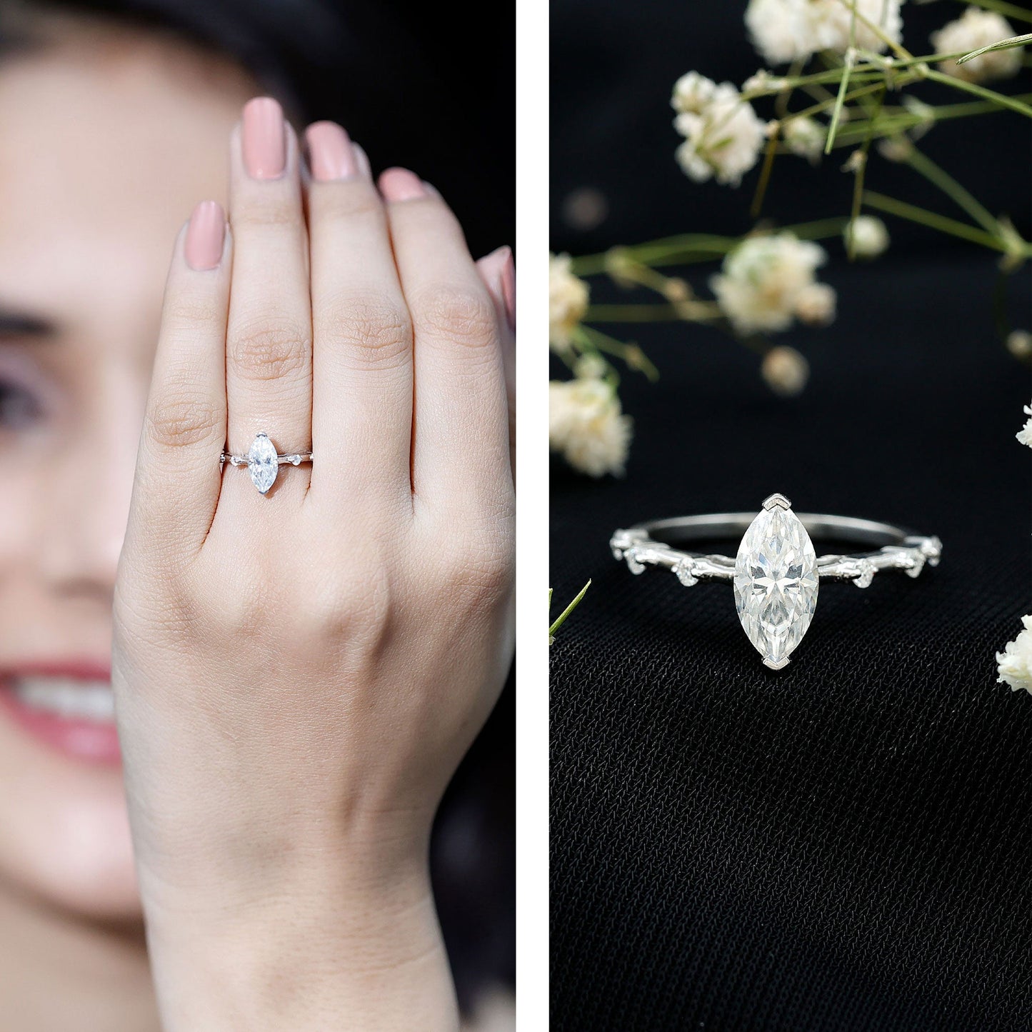 Marquise Shape Lab Grown Diamond Solitaire Ring With Certificate