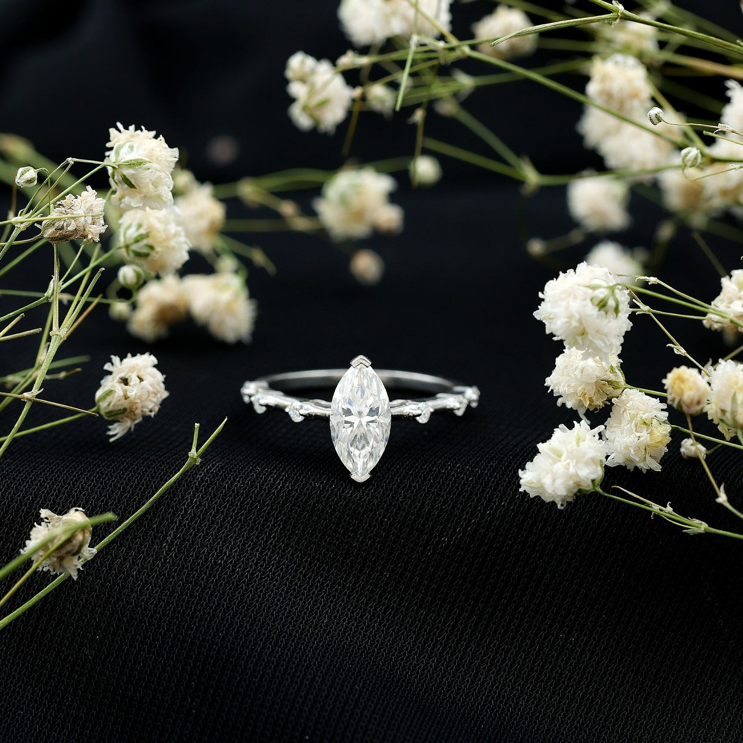 Marquise Shape Lab Grown Diamond Solitaire Ring With Certificate