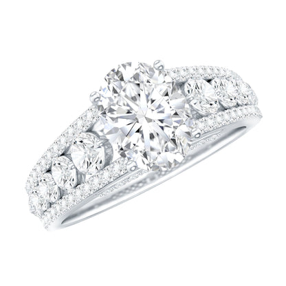 Lab Diamond Statement Engagement Ring With Side Stones