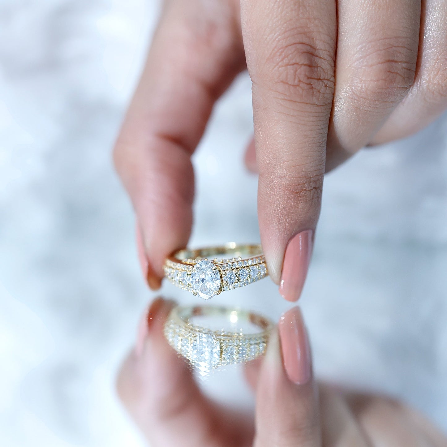 Lab Diamond Statement Engagement Ring With Side Stones