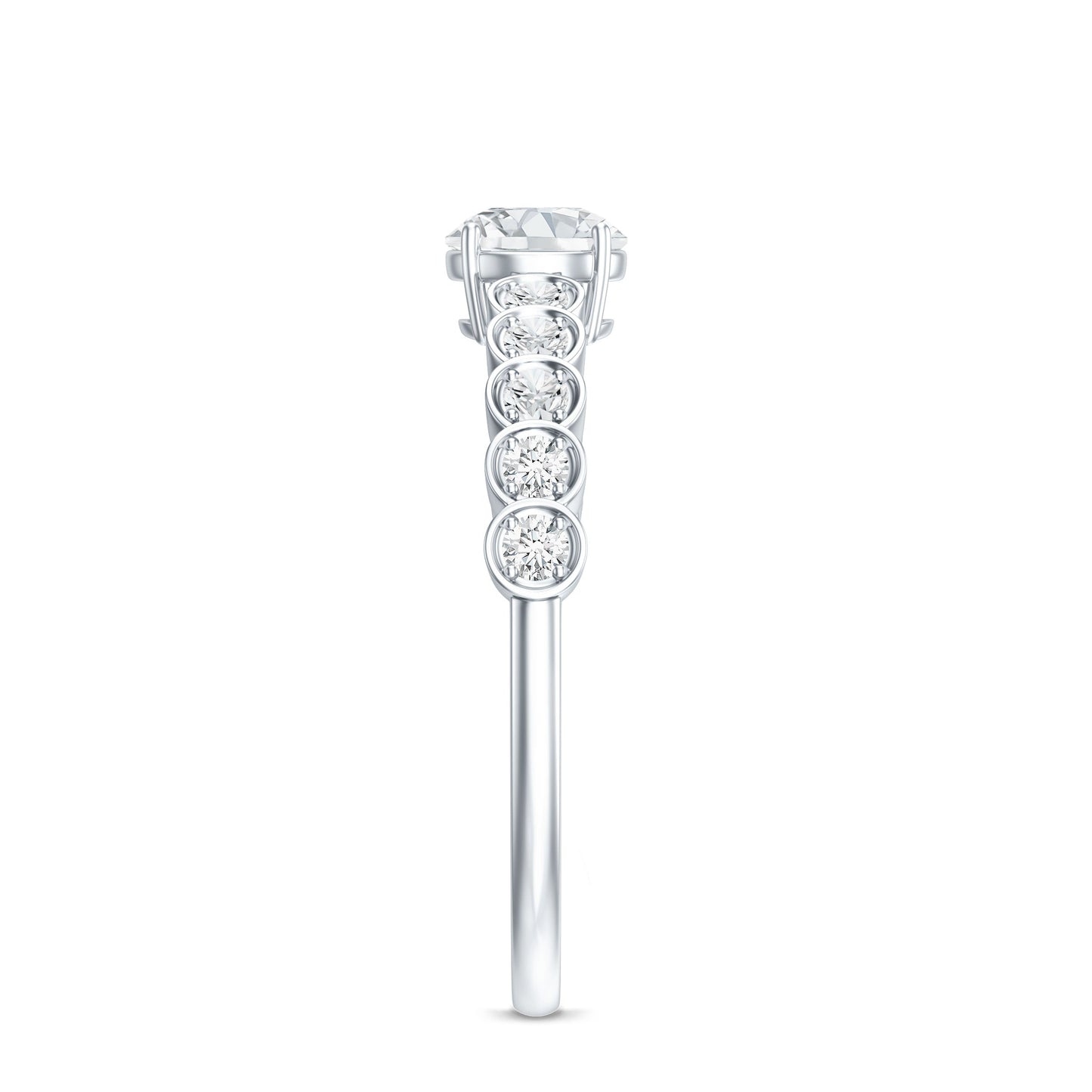 Round Brilliant Cut Lab Diamond Promise Ring with Side Stones