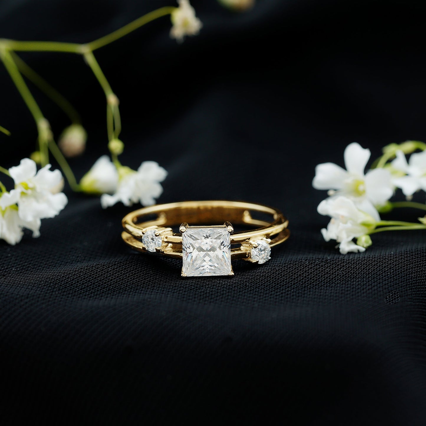 Princess Cut Lab Grown Diamond Double Band Ring