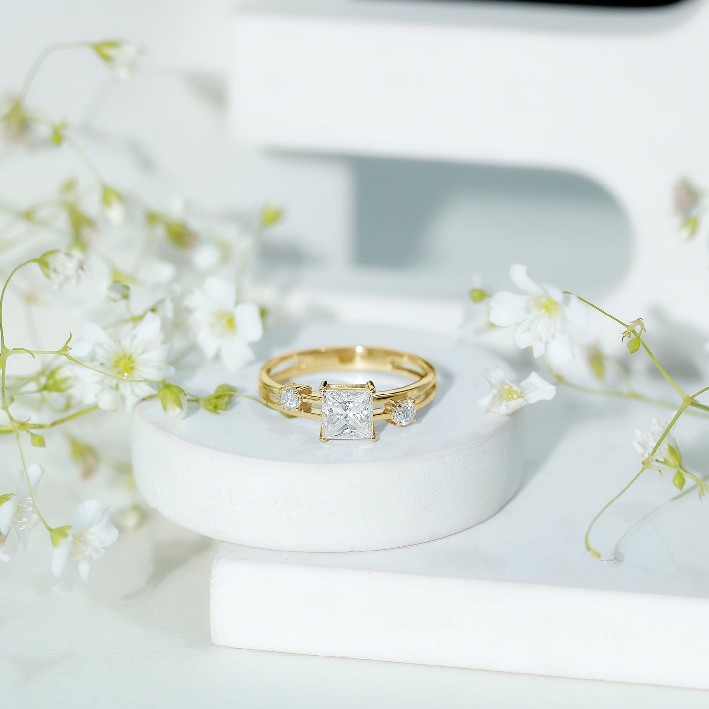 Princess Cut Lab Grown Diamond Double Band Ring