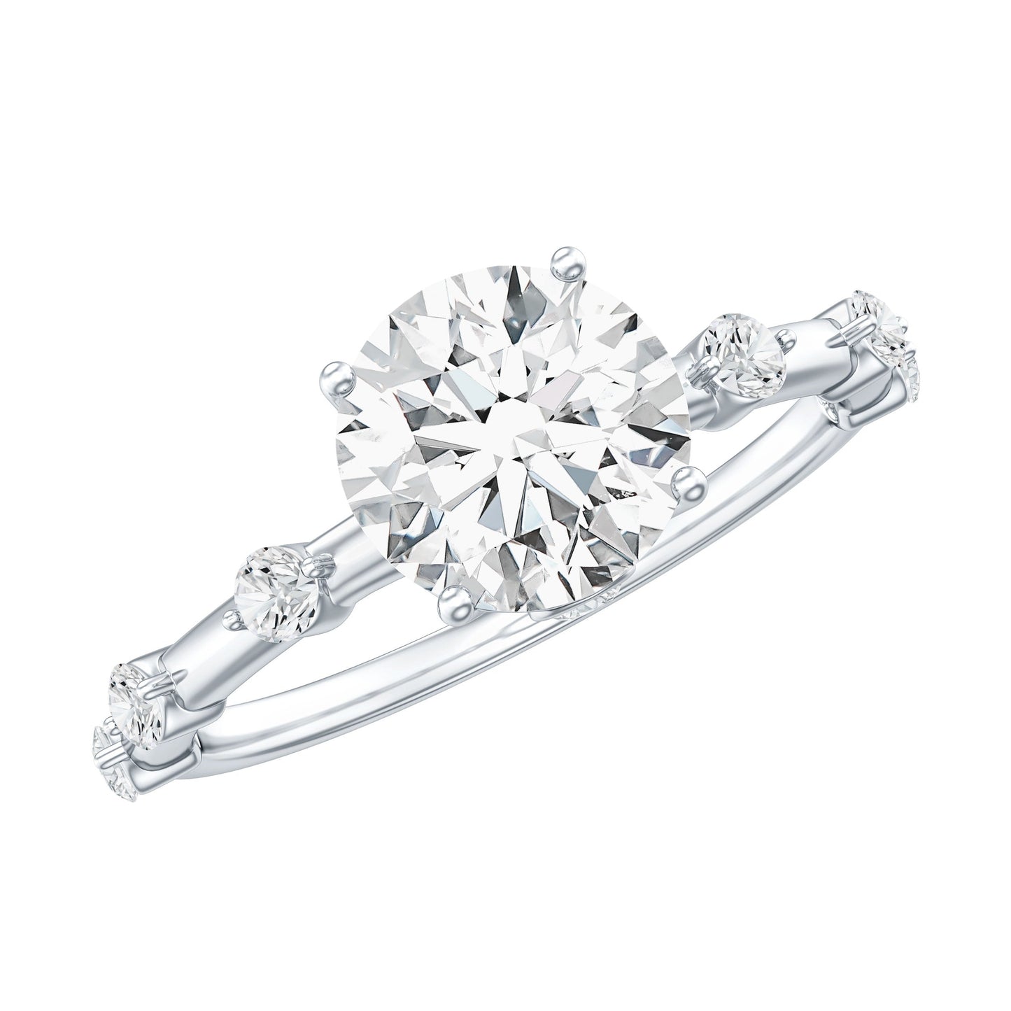 Round Brilliant Cut Lab Grown Diamond Traditional Engagement Ring