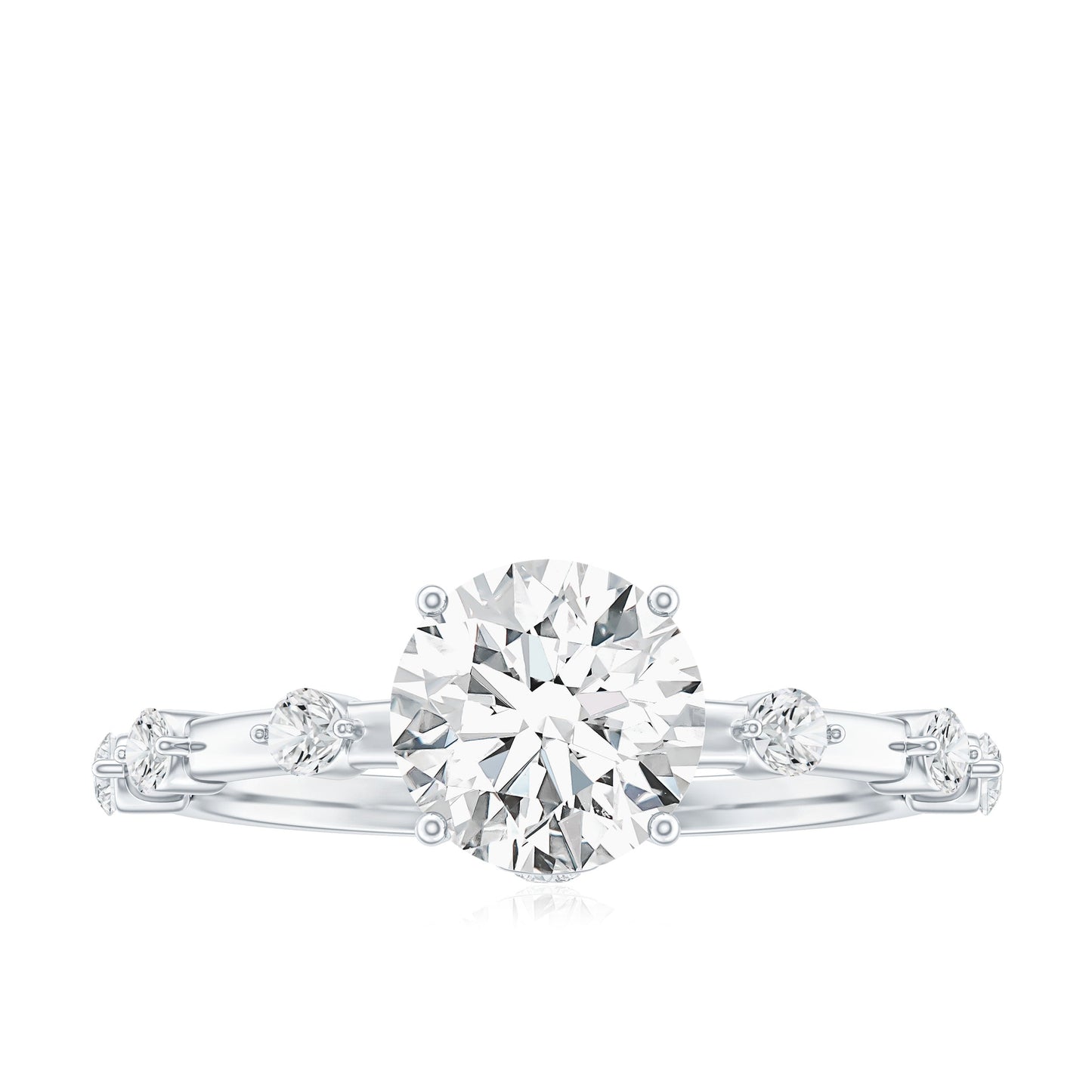 Round Brilliant Cut Lab Grown Diamond Traditional Engagement Ring