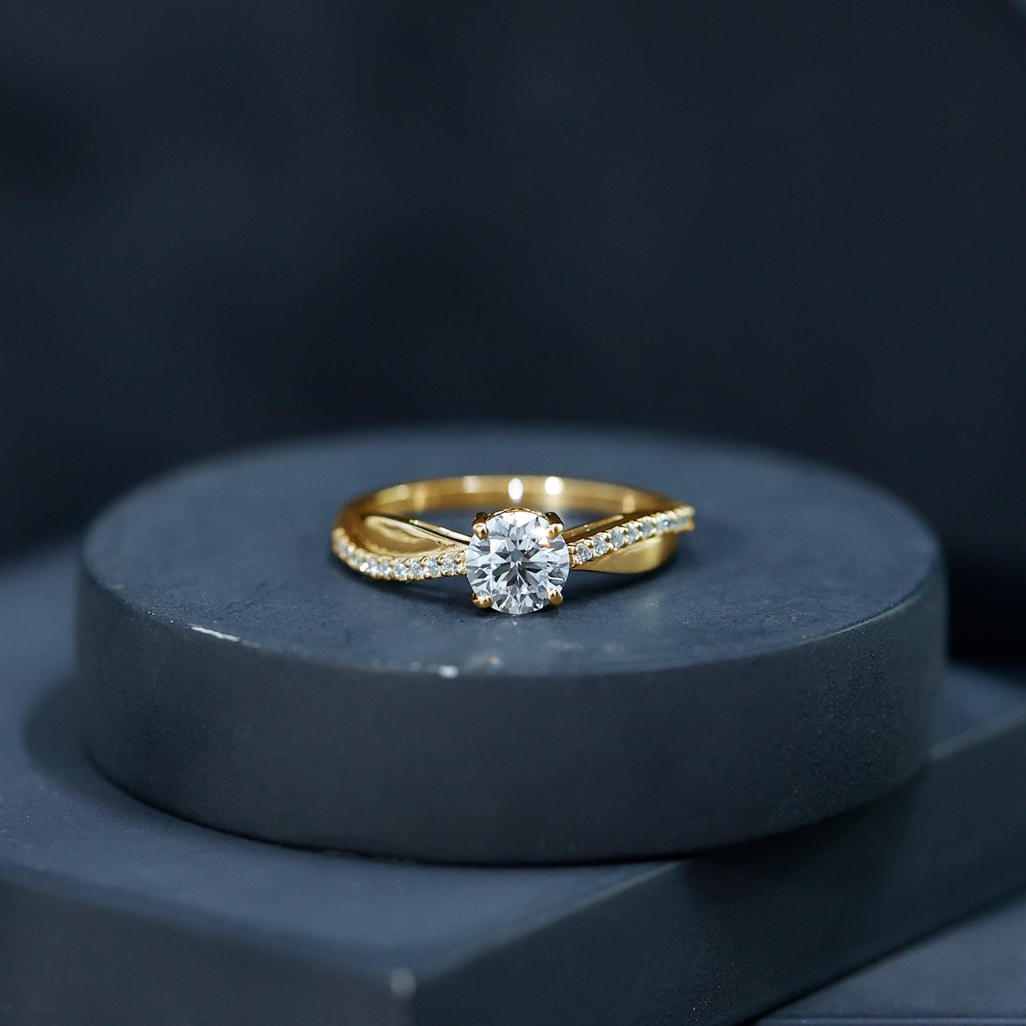 Certified Lab Grown Diamond Engagement Ring With Bypass Details
