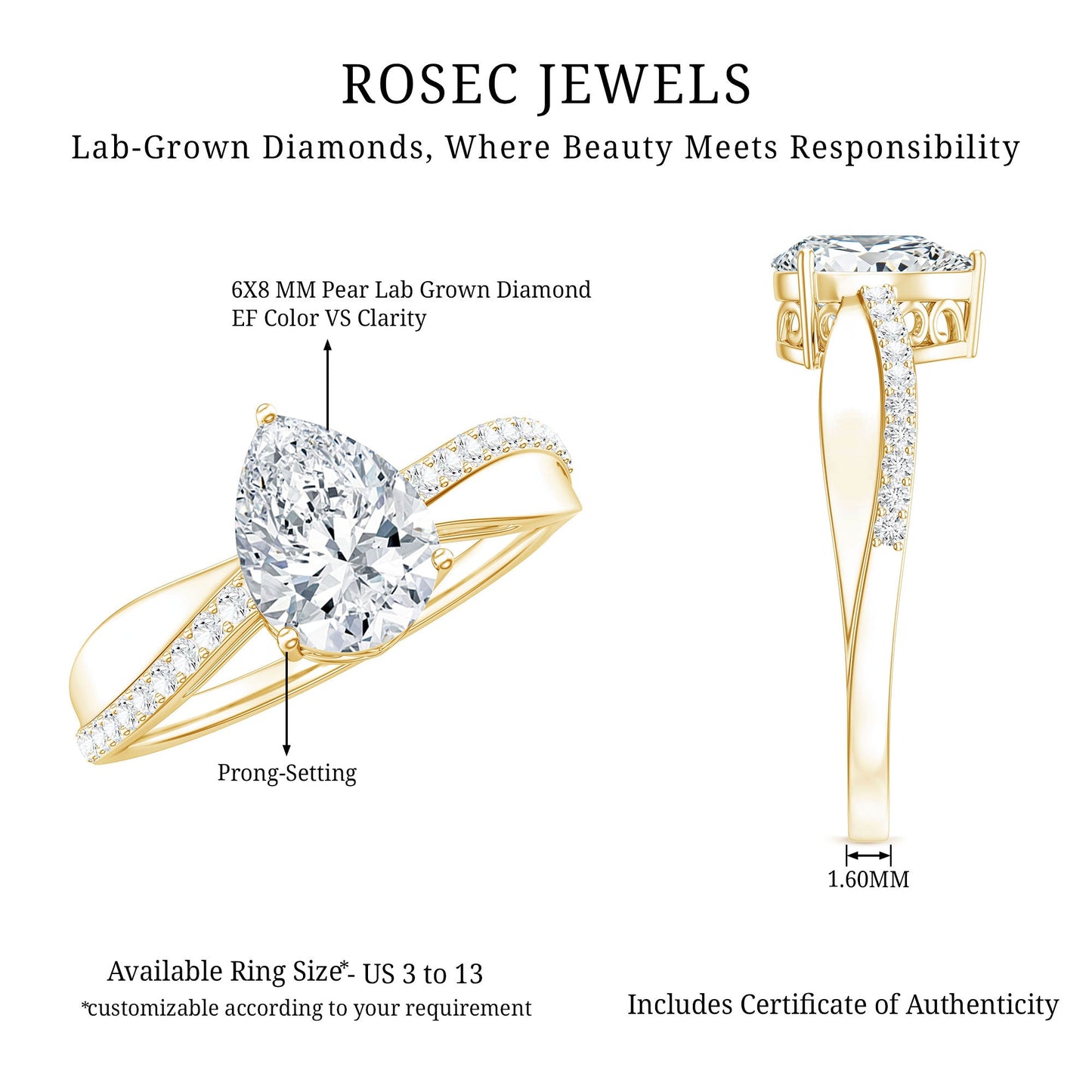 Pear Cut Diamond Classic Engagement Ring