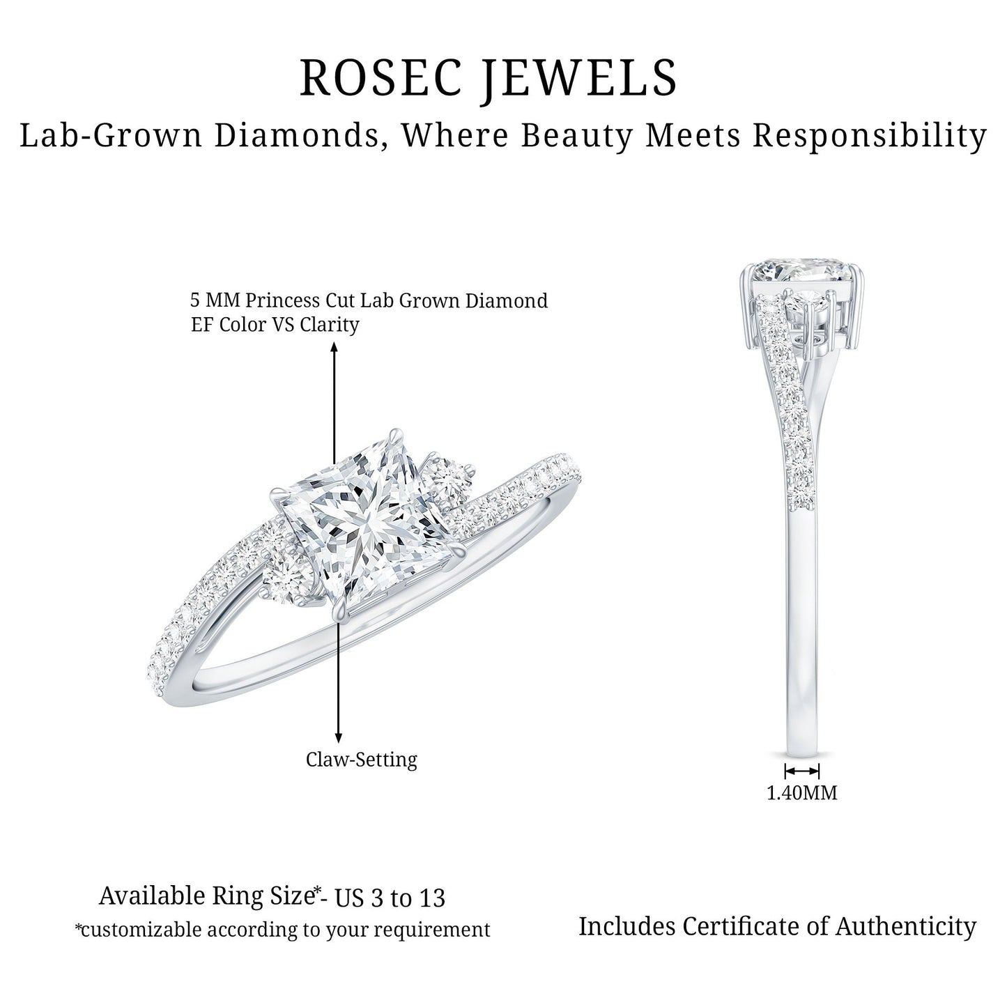 Certified Lab Grown Diamond Promise Engagement Ring
